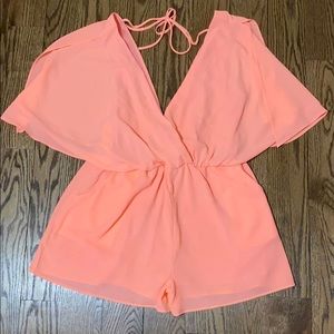 Bright Coral Pink Romper